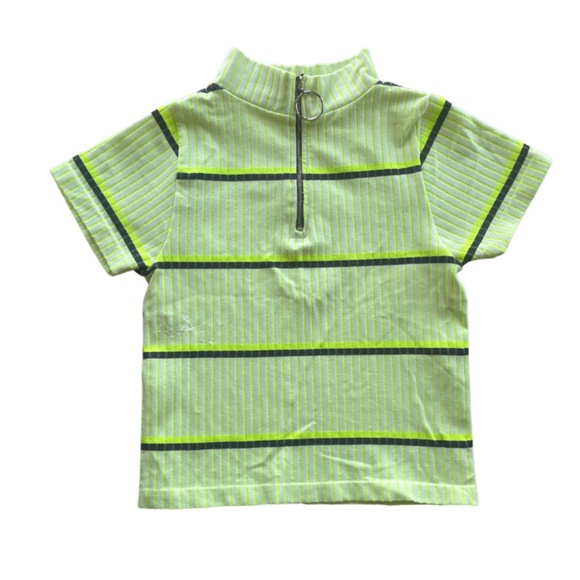 Dolls Kill Tops - Dollskill Neon Black and Yellow Crop Top OS/Small